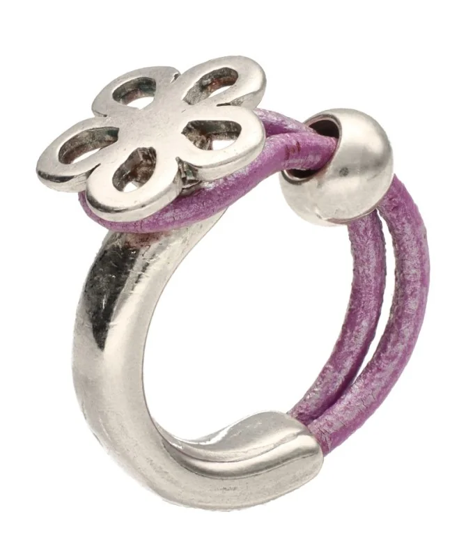 Base para Anillo con Flor 25x14mm Agujero 5x2mm, Plateado