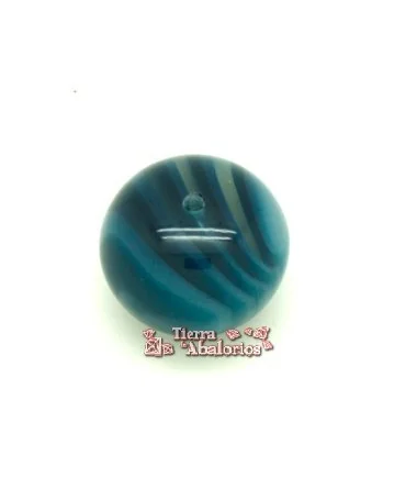 Resina Bola Achatada 28x21mm Agujero 2,5mm Azul Petroleo