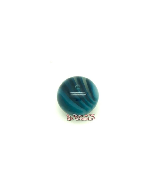Resina Bola Achatada 28x21mm Agujero 2,5mm Azul Petroleo