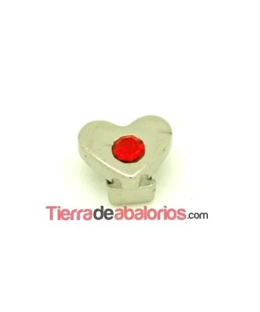 Corazón 11x9mm Agujero 6x2,5mm Plateado, Swarovski Lt. Siam Corazón 11x9mm Agujero 6x2,5mm Plateado, Swarovski Lt. Siam