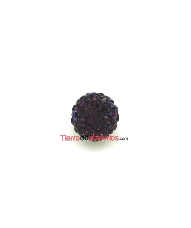 Bola Shamballa 8mm Agujero 1mm Amatista