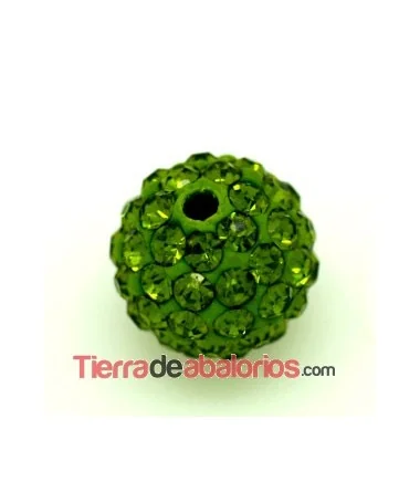 Bola Shamballa 10mm Agujero 1mm Olivine