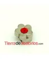 Pasador Flor 9mm Agujero 6x2,5mm Cristal Lt. Siam, Plateado