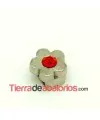 Pasador Flor 9mm Agujero 6x2,5mm Cristal Lt. Siam, Plateado