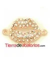 Conector Labios 37x20mm con Strass, Oro Rosa