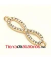 Conector Infinito 44x11mm con Strass, Oro Rosa