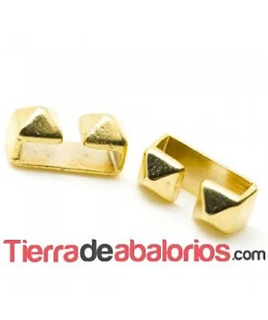 Entrepieza Pasador 2 Pirámides 13x6mm Agujero 10x2,5mm Dorad Entrepieza Pasador 2 Pirámides 13x6mm Agujero 10x2,5mm Dorad