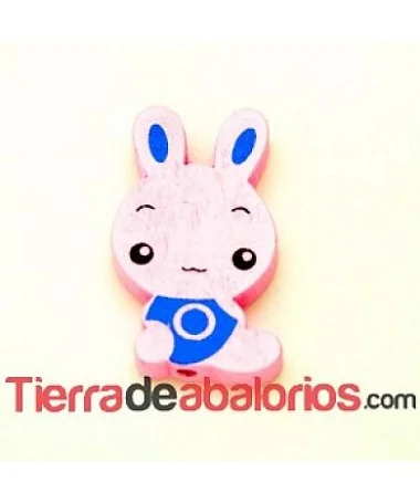 Entrepieza Rabbit 30x17mm Agujero 2mm Rosa Bebé Entrepieza Rabbit 30x17mm Agujero 2mm Rosa Bebé