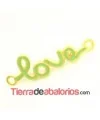 Conector Curvado Love 40x12mm, Dorado con Verde Manzana