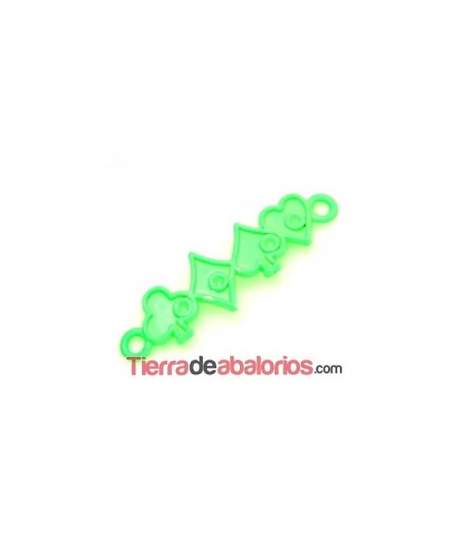 Conector Curvado 4 Ases 40x12mm, Verde Flúor