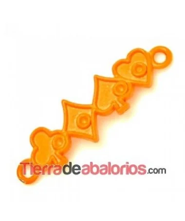 Conector Curvado 4 Ases 40x12mm, Naranja Flúor Conector Curvado 4 Ases 40x12mm, Naranja Flúor