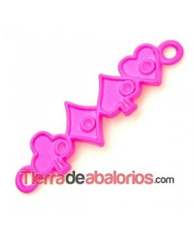 Conector Curvado 4 Ases 40x12mm, Fucsia Flúor Conector Curvado 4 Ases 40x12mm, Fucsia Flúor