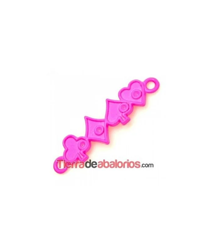 Conector Curvado 4 Ases 40x12mm, Fucsia Flúor