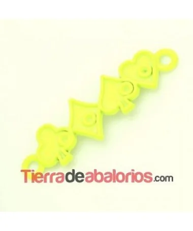 Conector Curvado 4 Ases 40x12mm, Amarillo Flúor Conector Curvado 4 Ases 40x12mm, Amarillo Flúor