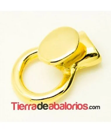 Cierre Aro con Botón y Terminal, Agujero 11x5mm Dorado