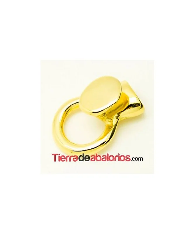 Cierre Aro con Botón y Terminal, Agujero 11x5mm Dorado