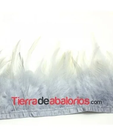 Pluma de Gallo Tintada Tamaño Variado 5 a 12cm Plata