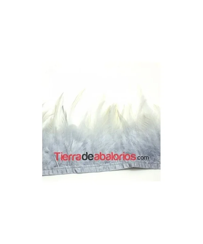 Pluma de Gallo Tintada Tamaño Variado 5 a 12cm Plata