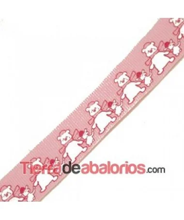 Lazo 16mm Ositos, Rosa