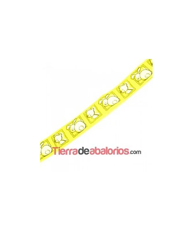Lazo 16mm Conejo y Osito, Amarillo