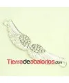 Conector Alas de Angel 57x11mm con Strass, Plateado