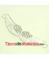 Conector Alas de Angel 57x11mm con Strass, Plateado