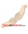 Conector Alas de Angel 57x11mm con Strass, Oro Rosa