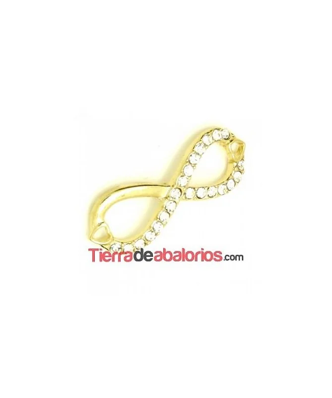 Entrepieza Infinito Corazones 39x14mm con Strass, Dorado