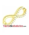 Entrepieza Infinito Corazones 39x14mm con Strass, Dorado