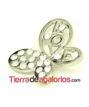 Mariposa 'Love' 34x30mm con Strass, Plateada Mariposa 'Love' 34x30mm con Strass, Plateada