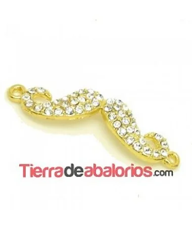 Conector Moustache 41x11mm Con Strass, Dorado