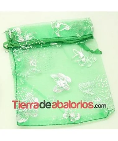 Bolsa Organza con Mariposas 12x9mm Verde