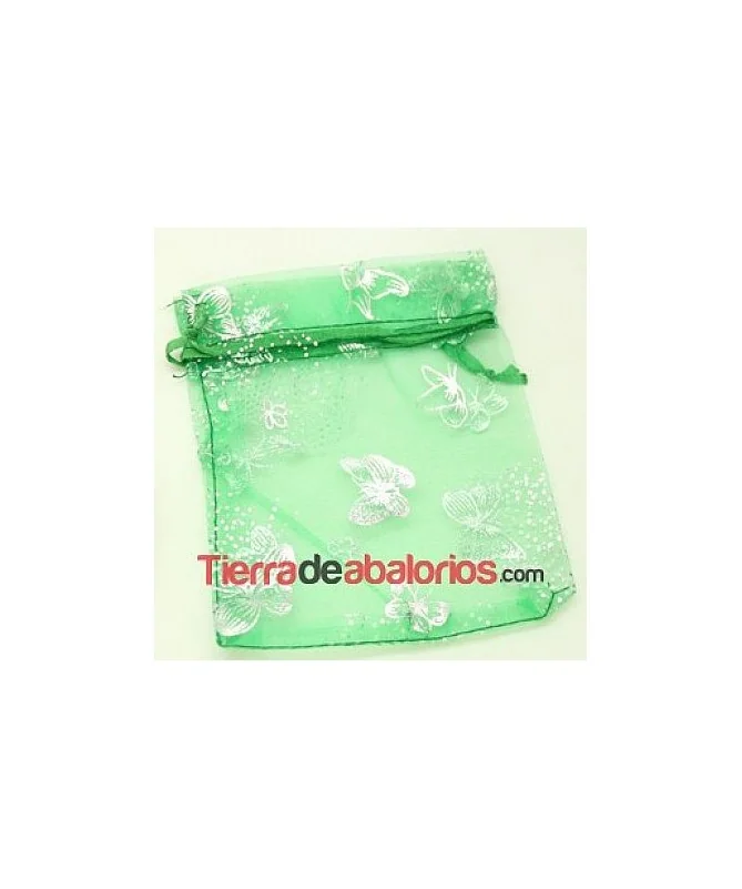 Bolsa Organza con Mariposas 12x9mm Verde