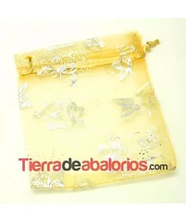 Bolsa Organza con Mariposas 12x9mm Dorada