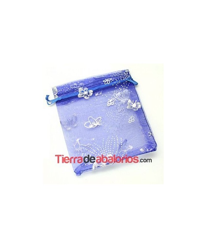 Bolsa Organza con Mariposas 12x9mm Azul