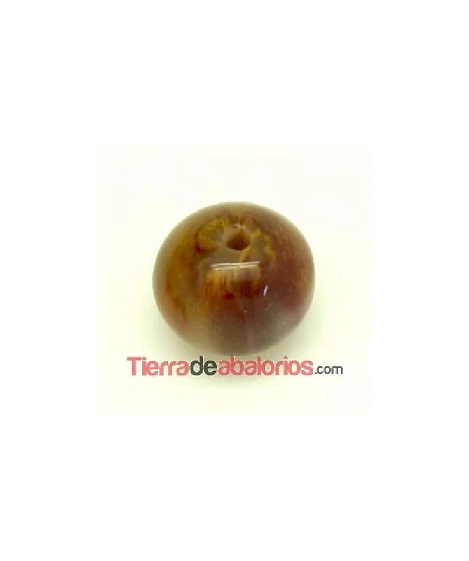 Resina Bola Achatada 11x9mm Agujero 1,8mm Ojo de Tigre