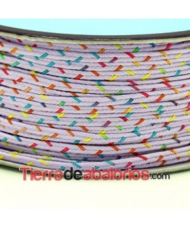 Cordón Soutache Rayon 3mm Lila con Hilos Multicolor