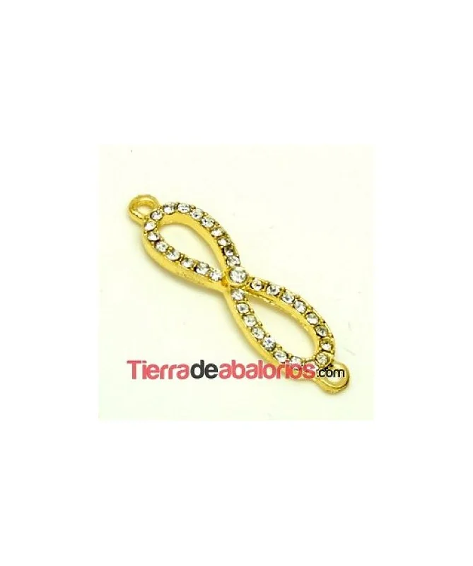 Conector Infinito 44x11mm con Strass, Dorado