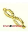 Conector Infinito 44x11mm con Strass, Dorado