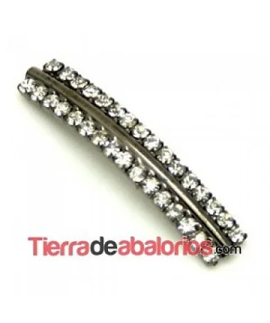Tubo Curvado 35x7mm Agujero 1mm con Strass, Pavonado Tubo Curvado 35x7mm Agujero 1mm con Strass, Pavonado