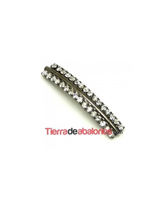 Tubo Curvado 35x7mm Agujero 1mm con Strass, Pavonado