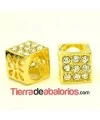 Cubo Flores 10x10mm Agujero 7mm Dorado con Swarovski Cristal