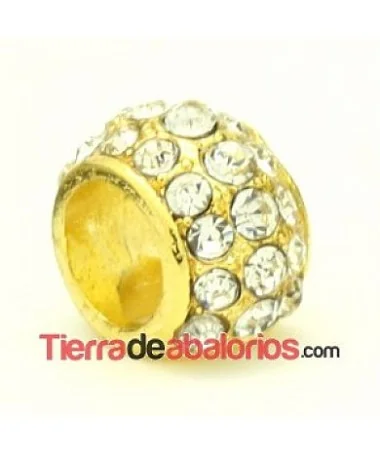 Rondel 3/4 14x9mm Agujero 7,5mm Dorado con Swarovski Cristal Rondel 3/4 14x9mm Agujero 7,5mm Dorado con Swarovski Cristal