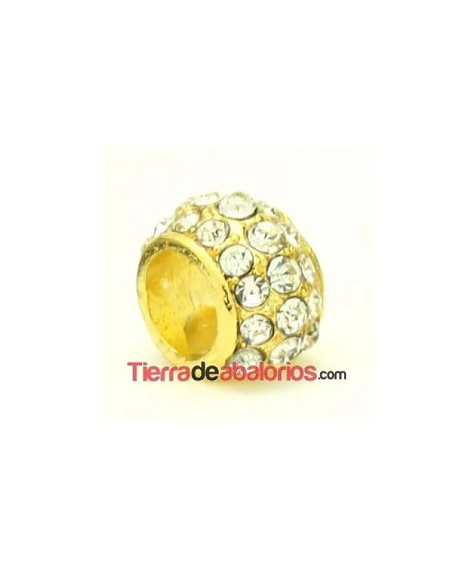 Rondel 3/4 14x9mm Agujero 7,5mm Dorado con Swarovski Cristal