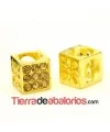 Cubo Flores 10x10mm Agujero 7mm Dorado con Swarovski Lt. Col