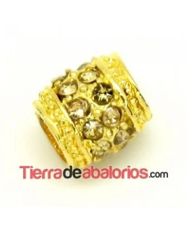 Barril 12x11mm Agujero 6mm Dorado con Swarovski