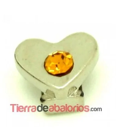 Corazón 11x9mm Agujero 6x2,5mm Plateado, Swarovski Topaz Corazón 11x9mm Agujero 6x2,5mm Plateado, Swarovski Topaz