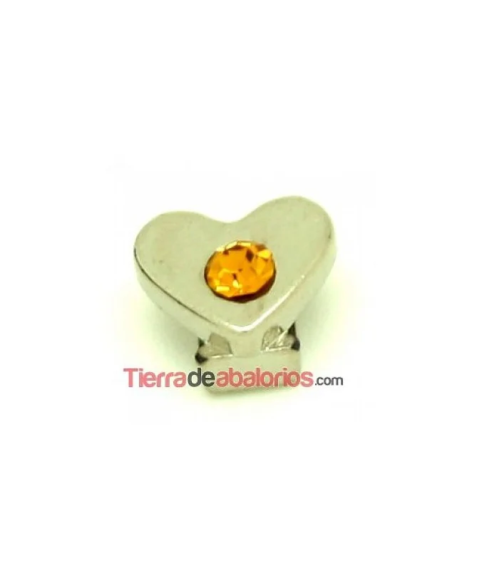 Corazón 11x9mm Agujero 6x2,5mm Plateado, Swarovski Topaz