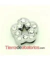 Flor 12mm Agujero 7x2mm con Strass, Plateada