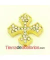 Cruz 25mm Agujero 2mm con Strass, Dorada